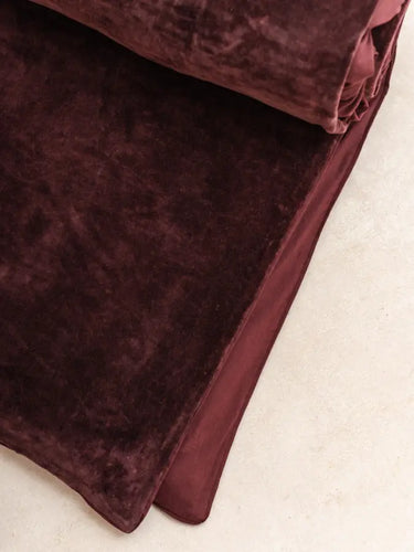 Sofa cover - Plain velvet - Bordeaux - 85x185cm 